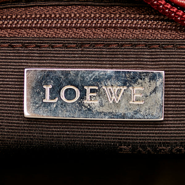 ロエベ アナグラム アマソナ ハンドバッグ レッド レザー レディース LOEWE 【中古】