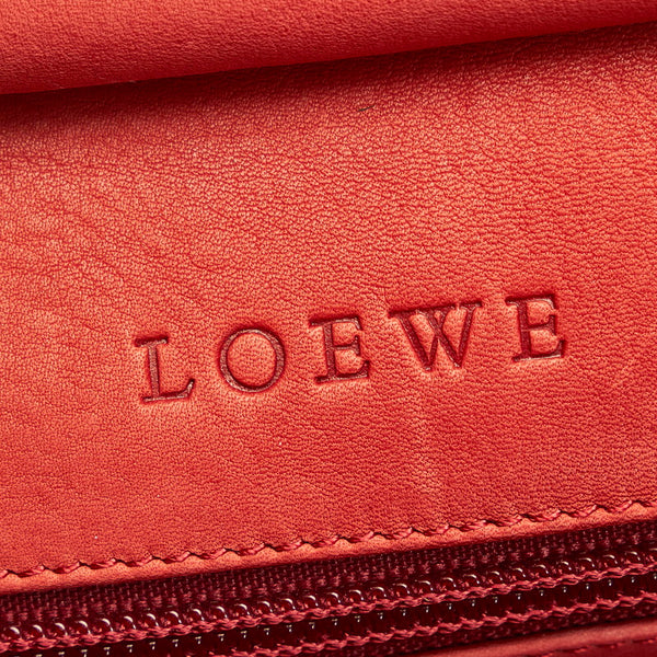 ロエベ アナグラム アマソナ35 ハンドバッグ レッド スウェード レザー レディース LOEWE 【中古】