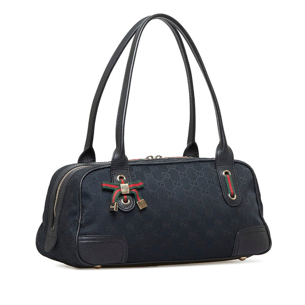 グッチ GGキャンバス シェリー ワンショルダーバッグ ハンドバッグ 161720 ブラック キャンバス レザー レディース GUCCI 【中古】