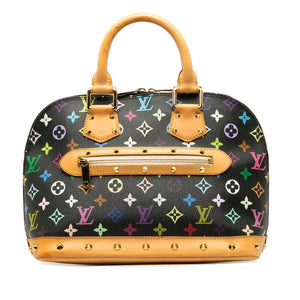 ルイ ヴィトン モノグラム マルチカラー アルマ スタッズ ハンドバッグ M92646 ノワール ブラック PVC レザー レディース LOUIS VUITTON 【中古】