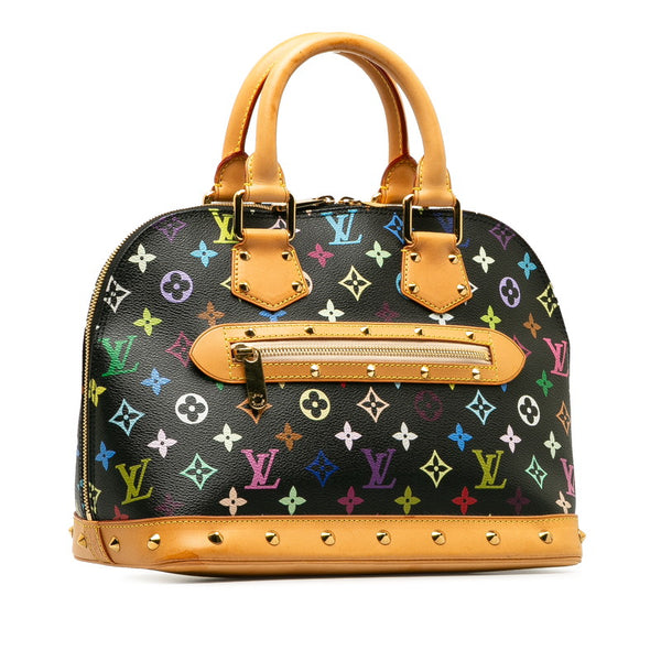 ルイ ヴィトン モノグラム マルチカラー アルマ スタッズ ハンドバッグ M92646 ノワール ブラック PVC レザー レディース LOUIS VUITTON 【中古】