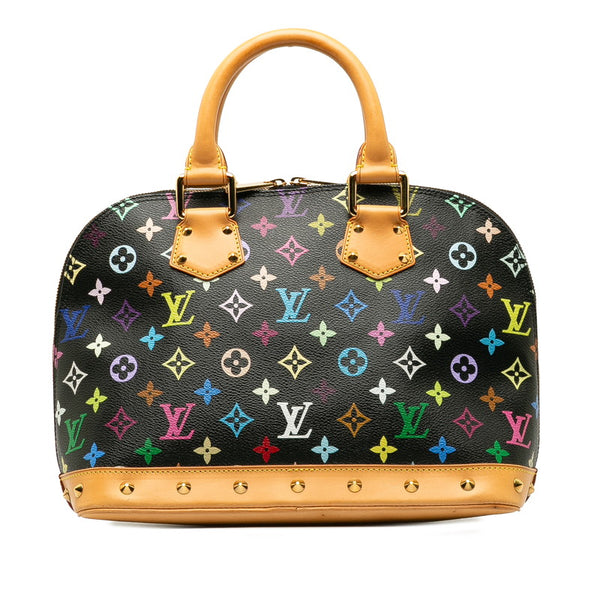 ルイ ヴィトン モノグラム マルチカラー アルマ スタッズ ハンドバッグ M92646 ノワール ブラック PVC レザー レディース LOUIS VUITTON 【中古】