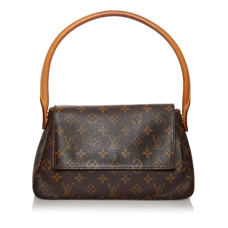 ルイ ヴィトン モノグラム ミニ ルーピング ワンショルダーバッグ M51147 ブラウン PVC レザー レディース LOUIS VUITTON 【中古】