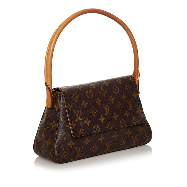 ルイ ヴィトン モノグラム ミニ ルーピング ワンショルダーバッグ M51147 ブラウン PVC レザー レディース LOUIS VUITTON 【中古】