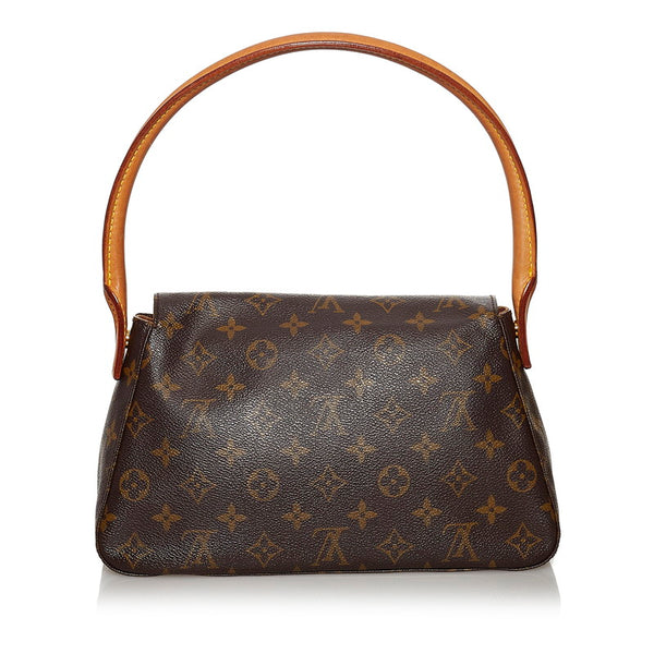 ルイ ヴィトン モノグラム ミニ ルーピング ワンショルダーバッグ M51147 ブラウン PVC レザー レディース LOUIS VUITTON 【中古】